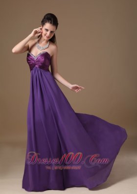 Taffeta and Chiffon Beading Prom Dress Empire