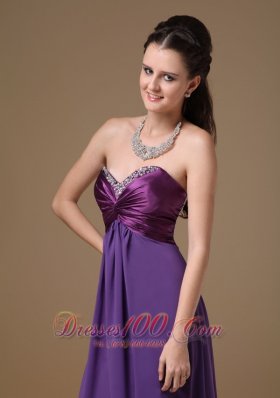 Taffeta and Chiffon Beading Prom Dress Empire