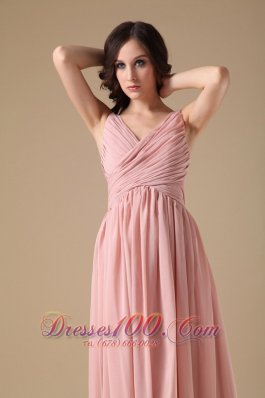 V-neck Prom Dress Spaghetti Straps Ruched