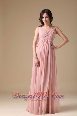 V-neck Prom Dress Spaghetti Straps Ruched