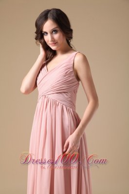 V-neck Prom Dress Spaghetti Straps Ruched