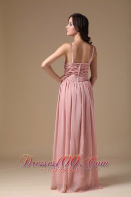 V-neck Prom Dress Spaghetti Straps Ruched