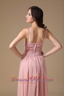 V-neck Prom Dress Spaghetti Straps Ruched