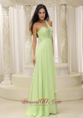 Ruched One Shoulder Beaded Decorate 2013 Prom Dress