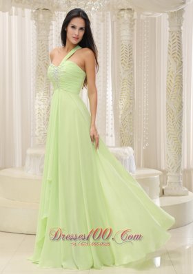 Ruched One Shoulder Beaded Decorate 2013 Prom Dress