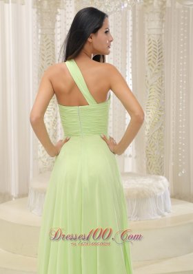 Ruched One Shoulder Beaded Decorate 2013 Prom Dress