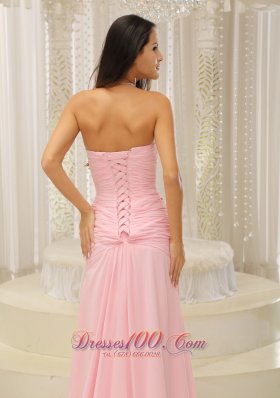 High Slit and Ruched Bodice For Evening Dress Beading