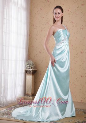 Beading One Shoulder Prom Dress Empire Rippling Wave