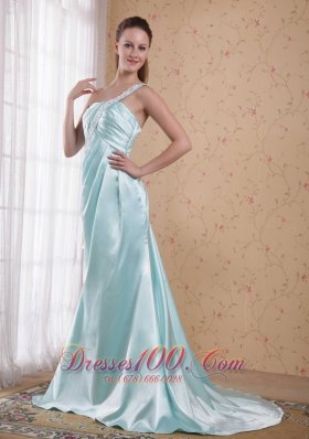 Beading One Shoulder Prom Dress Empire Rippling Wave