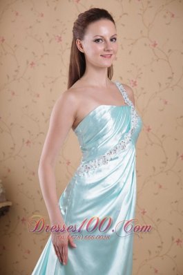 Beading One Shoulder Prom Dress Empire Rippling Wave