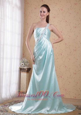 Beading One Shoulder Prom Dress Empire Rippling Wave