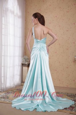 Beading One Shoulder Prom Dress Empire Rippling Wave