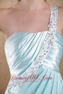 Beading One Shoulder Prom Dress Empire Rippling Wave