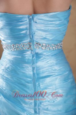 Column Beading Prom Dress Waving Ruffles