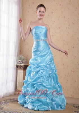 Column Beading Prom Dress Waving Ruffles