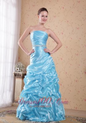 Column Beading Prom Dress Waving Ruffles