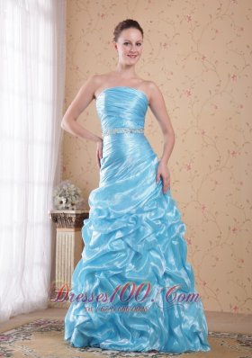 Column Beading Prom Dress Waving Ruffles