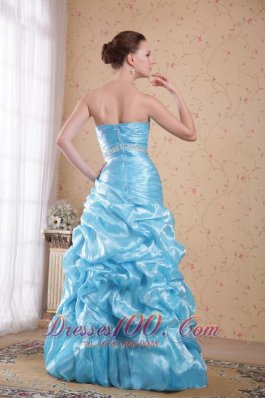 Column Beading Prom Dress Waving Ruffles