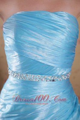 Column Beading Prom Dress Waving Ruffles