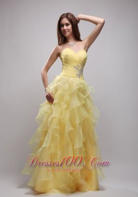 Empire Pieces Ruffles and Appliques Prom / Evening Dress