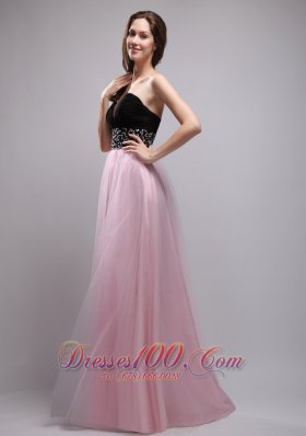 Baby Pink and Black Prom / Evening Dress Long