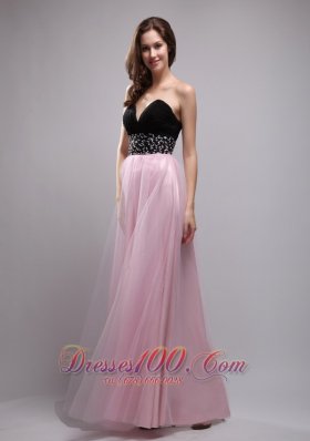 Baby Pink and Black Prom / Evening Dress Long