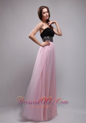 Baby Pink and Black Prom / Evening Dress Long