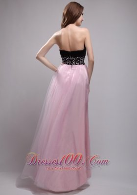 Baby Pink and Black Prom / Evening Dress Long