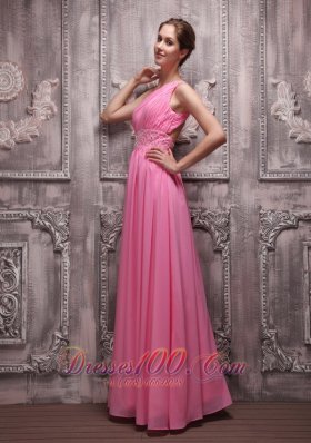 Empire One Shoulder Beading Prom / Evening Dress