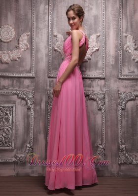 Empire One Shoulder Beading Prom / Evening Dress