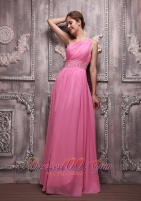 Empire One Shoulder Beading Prom / Evening Dress