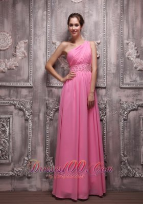 Empire One Shoulder Beading Prom / Evening Dress