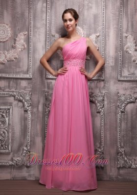 Empire One Shoulder Beading Prom / Evening Dress