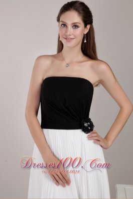 Black and White Empire Prom Dress with Pleating