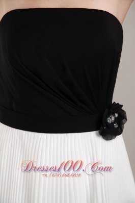 Black and White Empire Prom Dress with Pleating