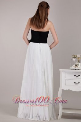 Black and White Empire Prom Dress with Pleating