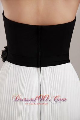 Black and White Empire Prom Dress with Pleating