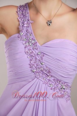 Watteau Train Beaded One Shoulder Prom / Party Dress