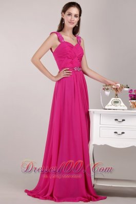 Beaded Straps Twisted Ruched Prom / Pageant Dress Empire