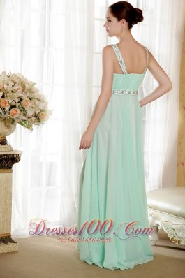 Beaded Straps Hand Flowers Ruched Prom / Evening Dress