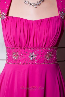 Hot Pink Prom Holiday Dress Straps Beading