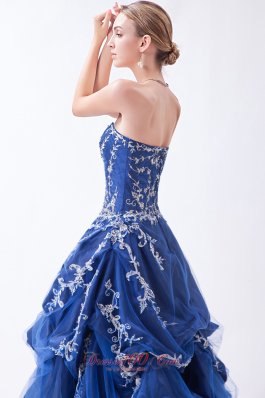 Prom Dress Navy Blue Design Appliques