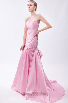 Baby Pink Mermaid prom Gowns Beading Cheap