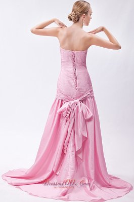 Baby Pink Mermaid prom Gowns Beading Cheap