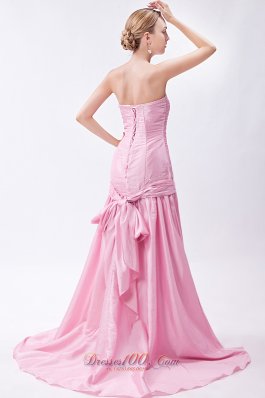 Baby Pink Mermaid prom Gowns Beading Cheap