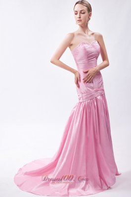 Baby Pink Mermaid prom Gowns Beading Cheap