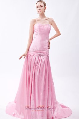 Baby Pink Mermaid prom Gowns Beading Cheap