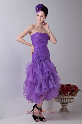 Mermaid Prom Evening Dress Lavender Tea-length