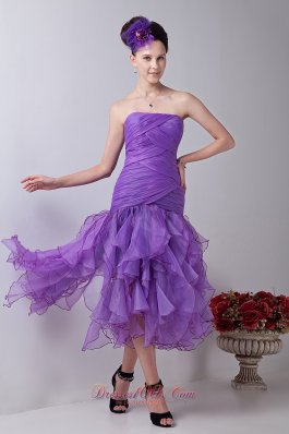 Mermaid Prom Evening Dress Lavender Tea-length