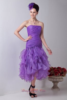 Mermaid Prom Evening Dress Lavender Tea-length